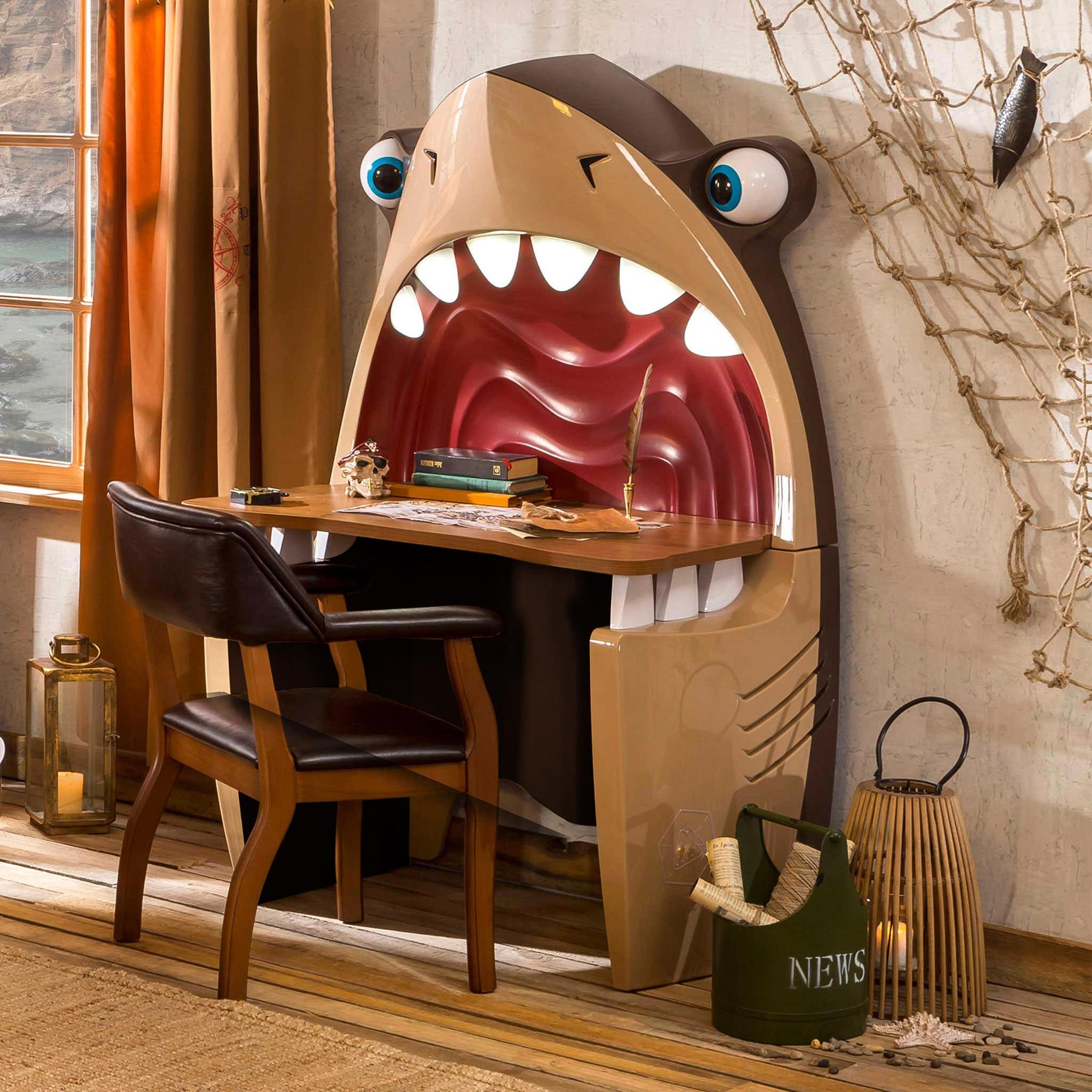 Pirate Shark Study Desk with Reading Lights