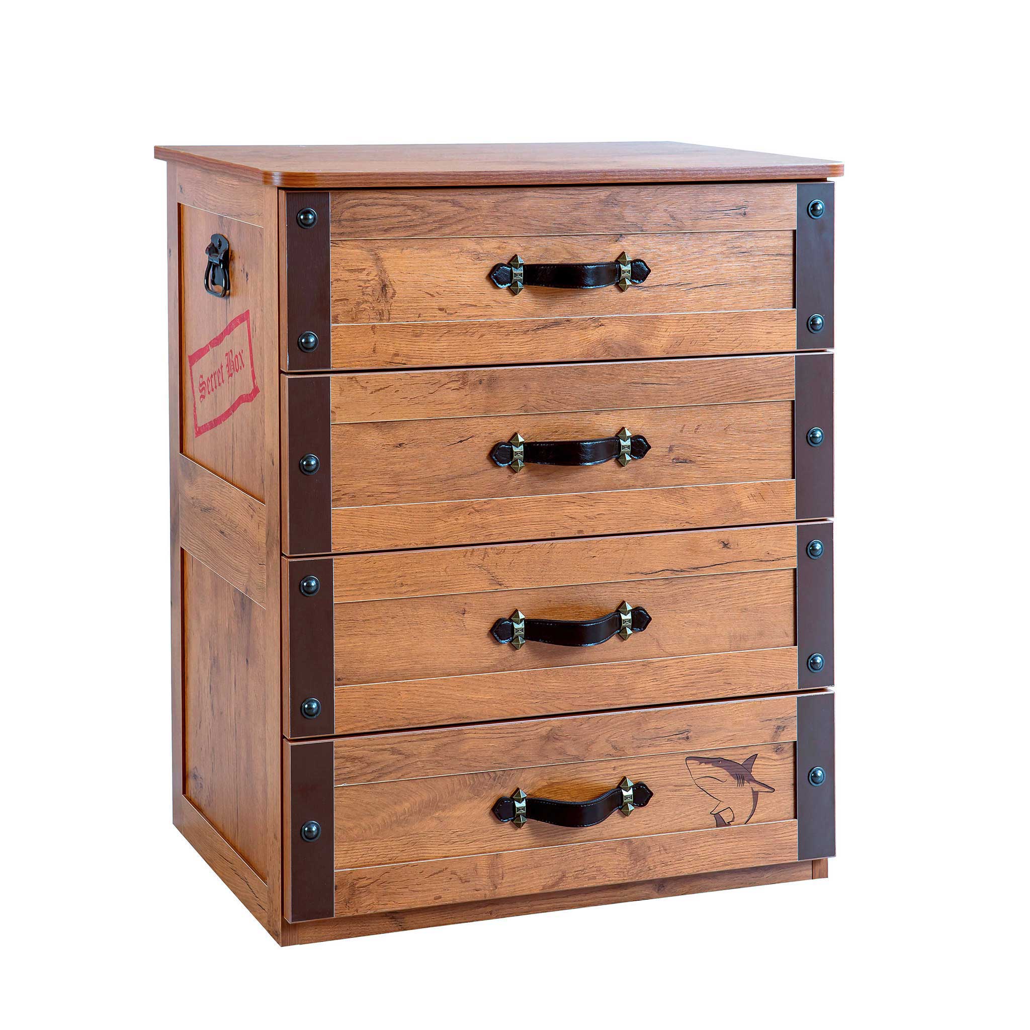 Pirate 4 Drawer Chest Dresser with Partitioned Top Drawer