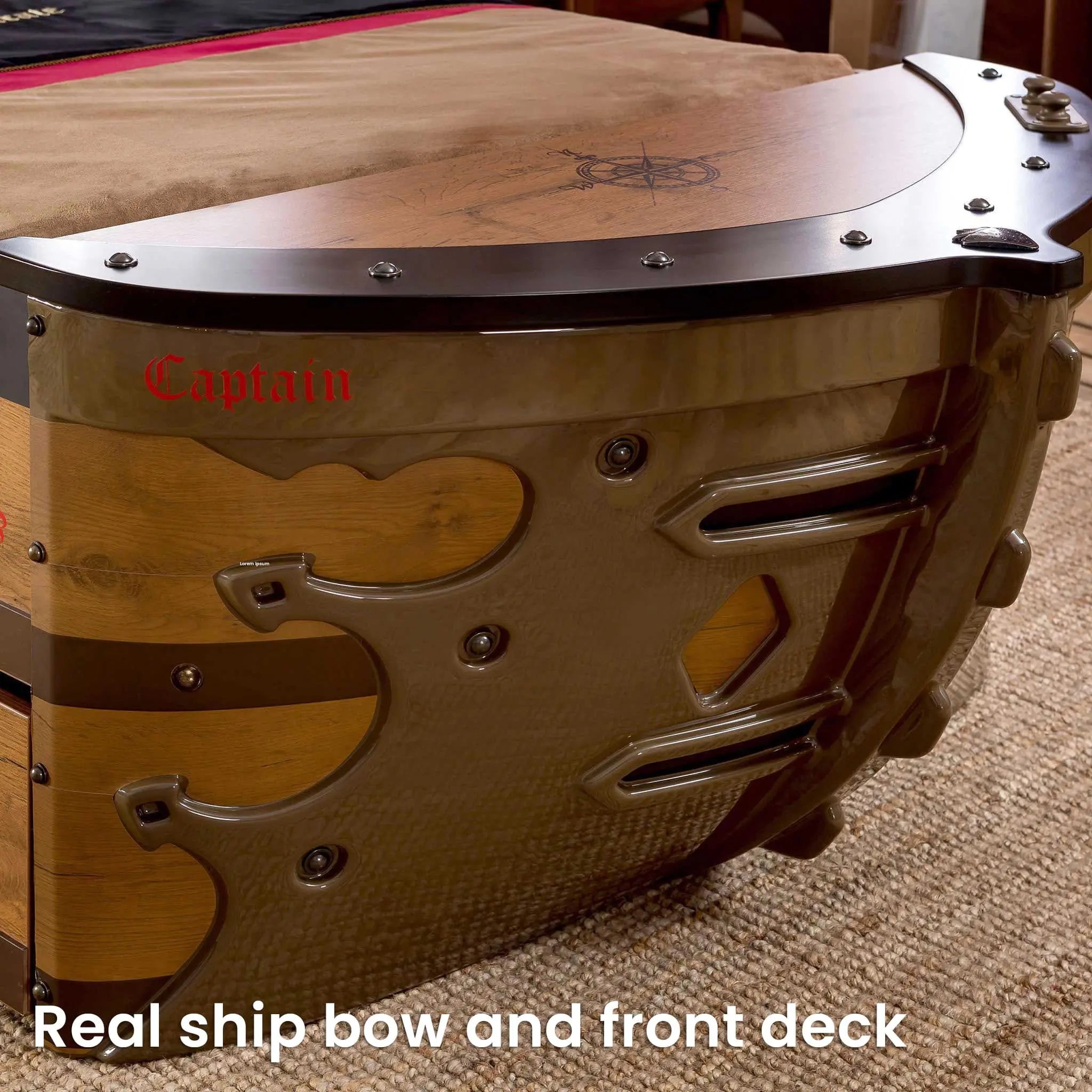 Pirate Twin-Size Captain's Ship Bed with Sails and Deck