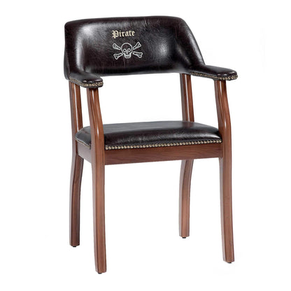 Pirate Brown Wooden Legged Leatherette Chair