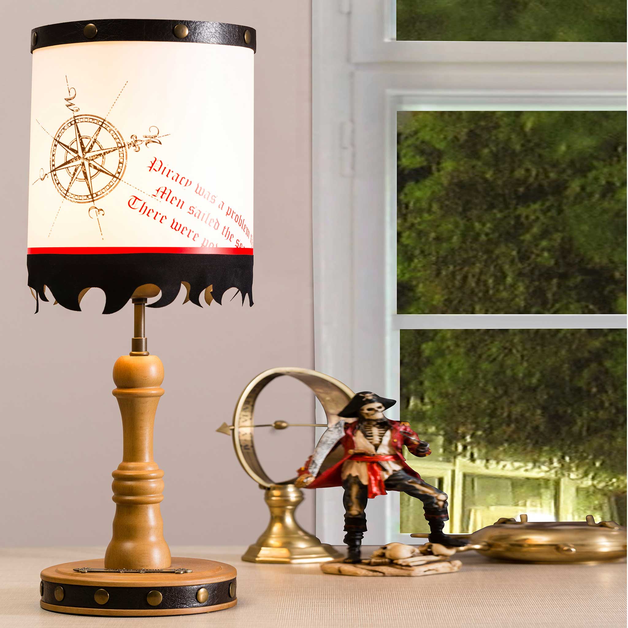 Pirate Brown Table Lamp with Drum Lamp Shade