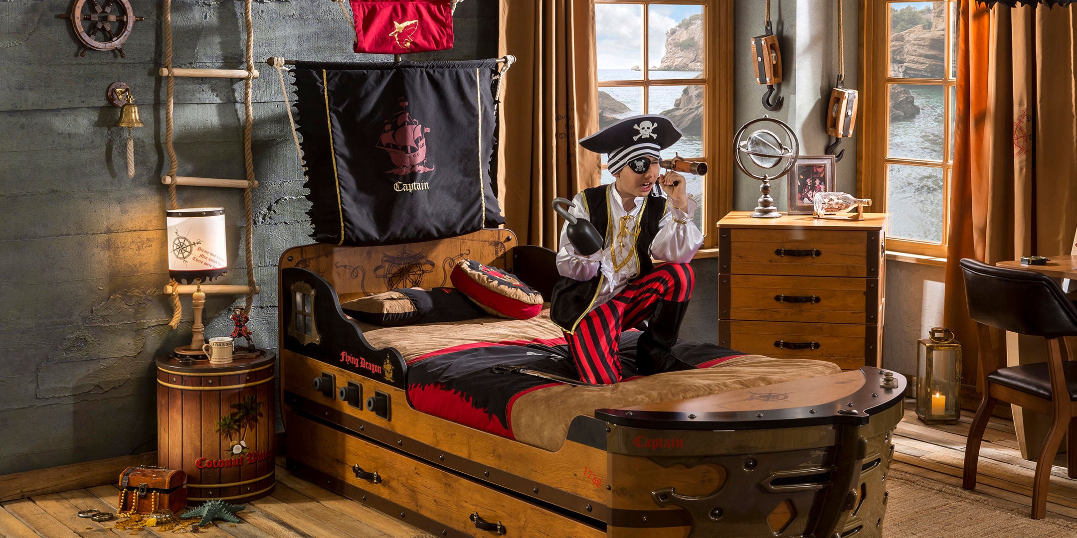 Twin size shop pirate ship bed