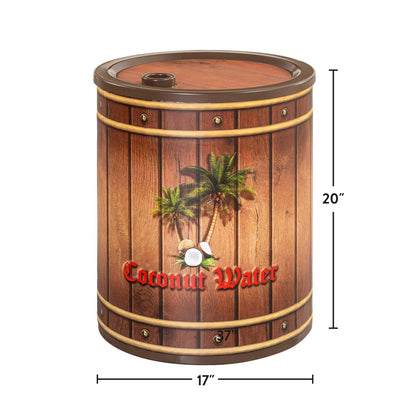 Pirate Coconut Barrel Metal Nightstand and Toy Box with Plastic Lid