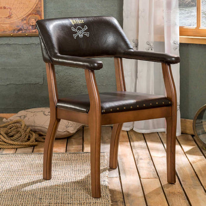 Pirate Brown Wooden Legged Leatherette Chair